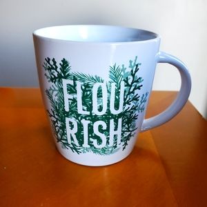 Starbucks Flourish Christmas Coffee Mug Tea Cup White with Evergreen Foliage